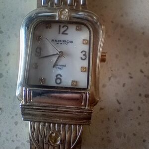 Akribos Diamond Dial Belt Watch